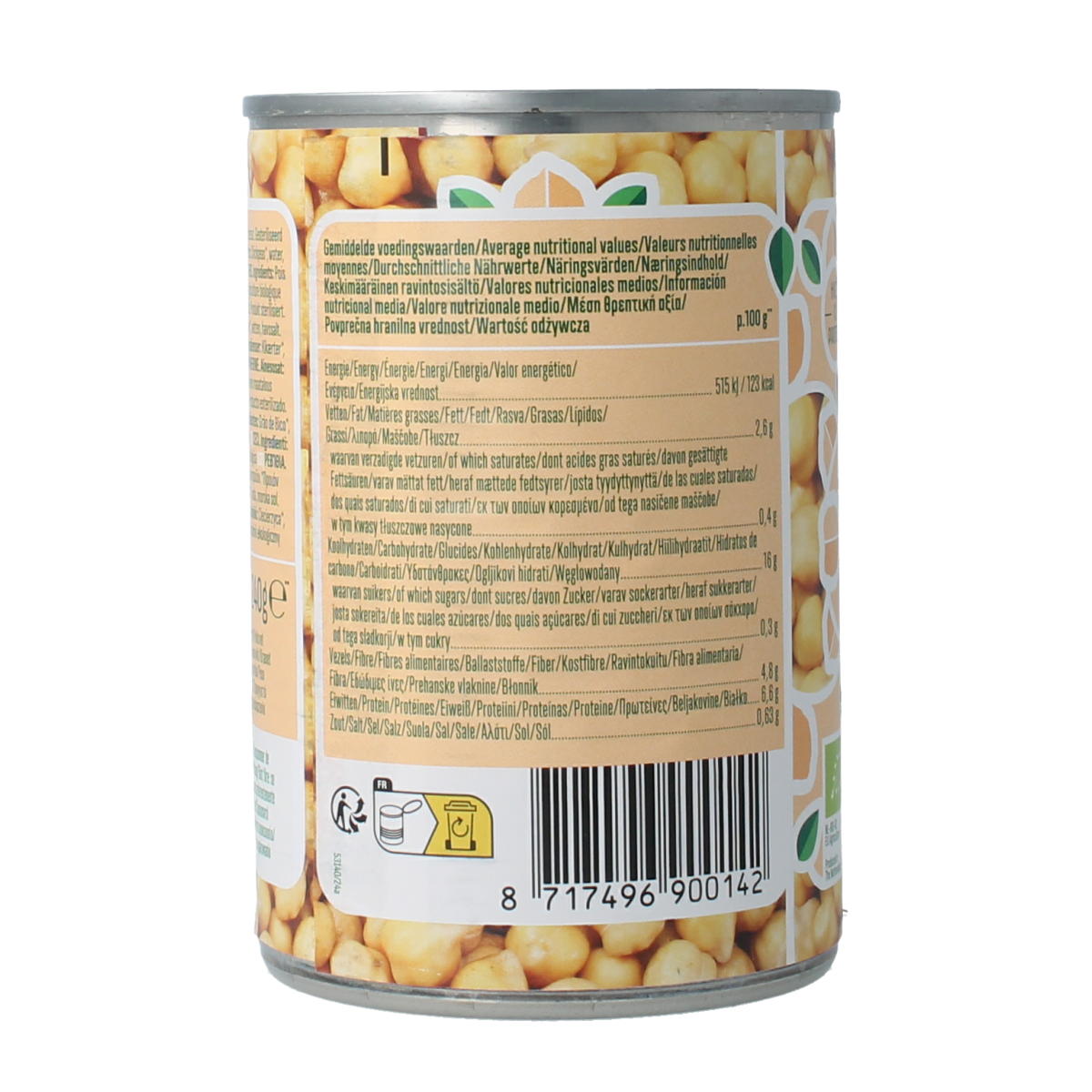 Bioidea organic chickpeas in 400g package, fresh and plump, ideal for cooking or salads.