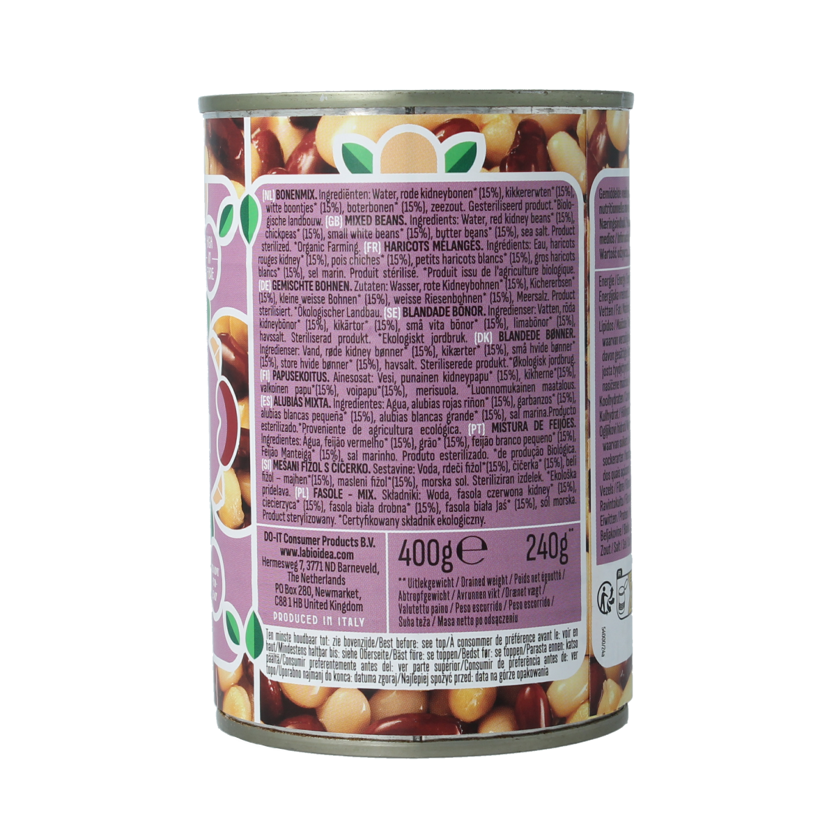 Bioidea Bonen mix bio 400g, organic bean mix from vegetables and fruits, shown in a clear image with fresh, colorful beans.