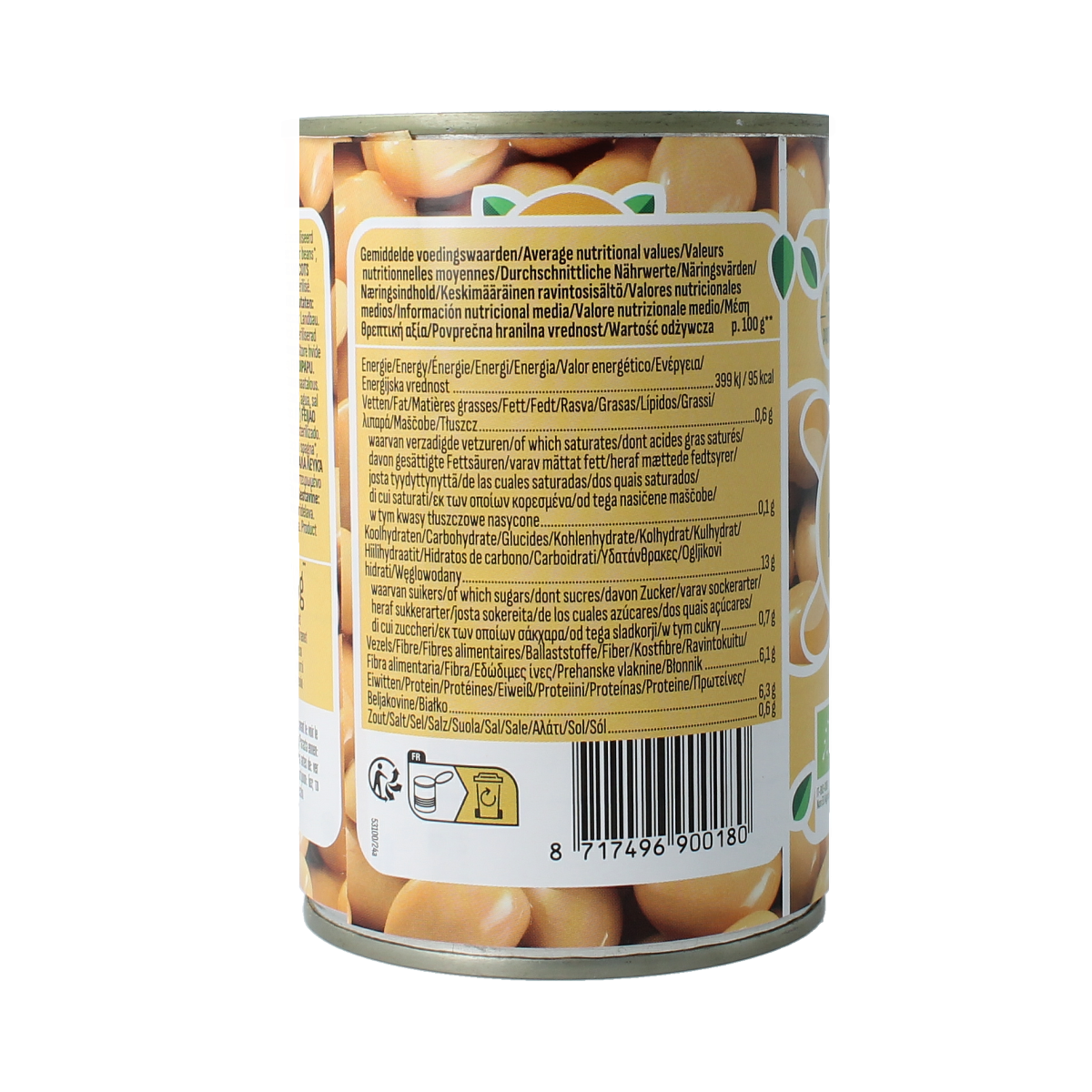 Bioidea organic limabonen (butter beans) in a 400g package, fresh organic legume product from Bioidea.