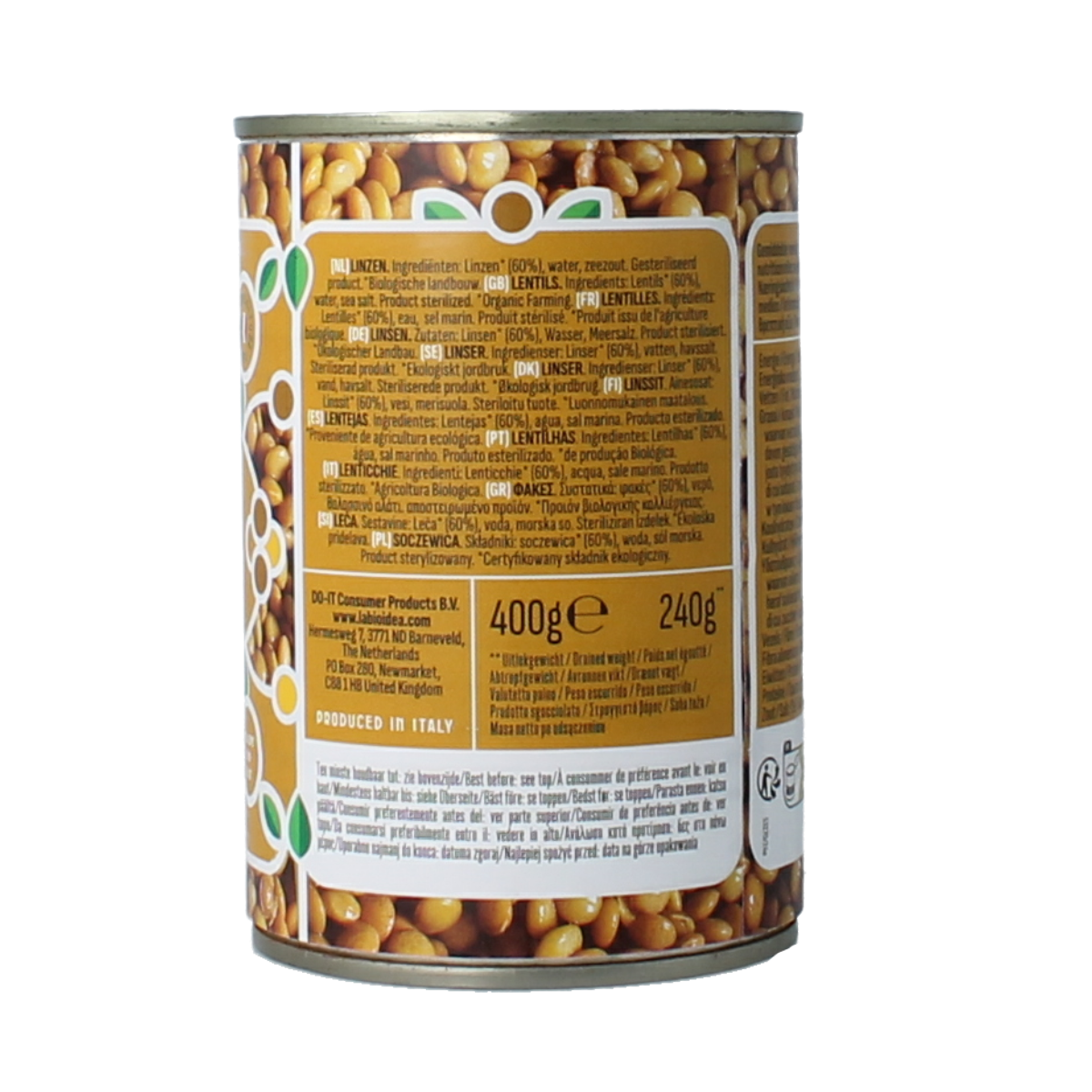 Bioidea organic lentils in a 400g package, showcasing fresh, dried lentils for healthy cooking and nutritious meals.