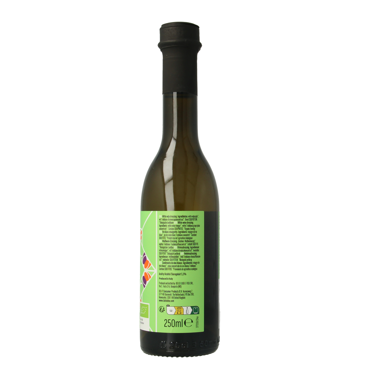 Bioidea organic white balsamic vinegar 250ml bottle, used as a sauce or flavoring in cooking and salads.