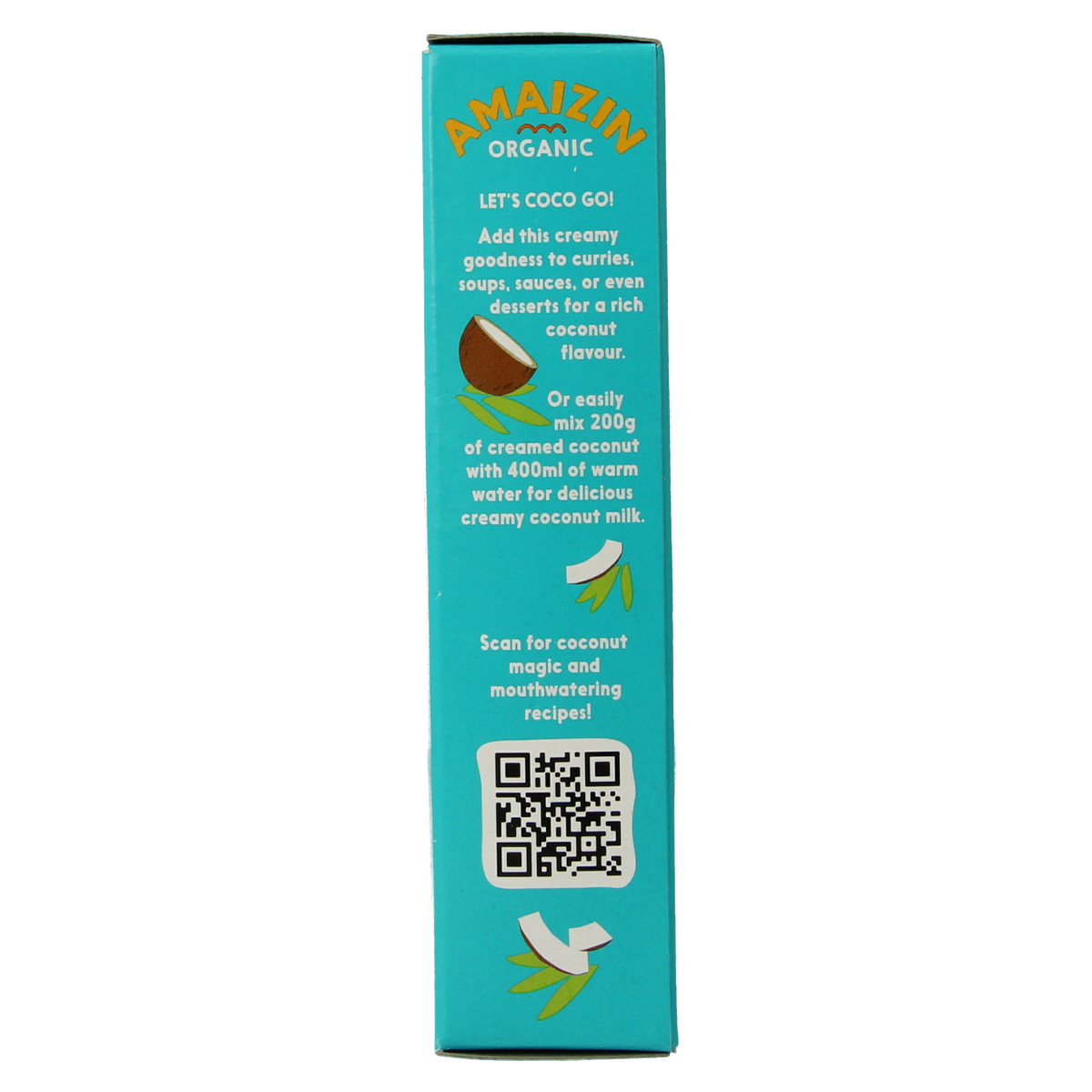 Amaizin Cocoscream in 200g jar, a coconut-flavored sauce or spread, shown in a close-up image with the product label visible.
