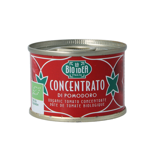 Organic La Bio Idea tomato puree in 70g tube, concentrated and suitable for cooking, from the fresh vegetable and fruit section.