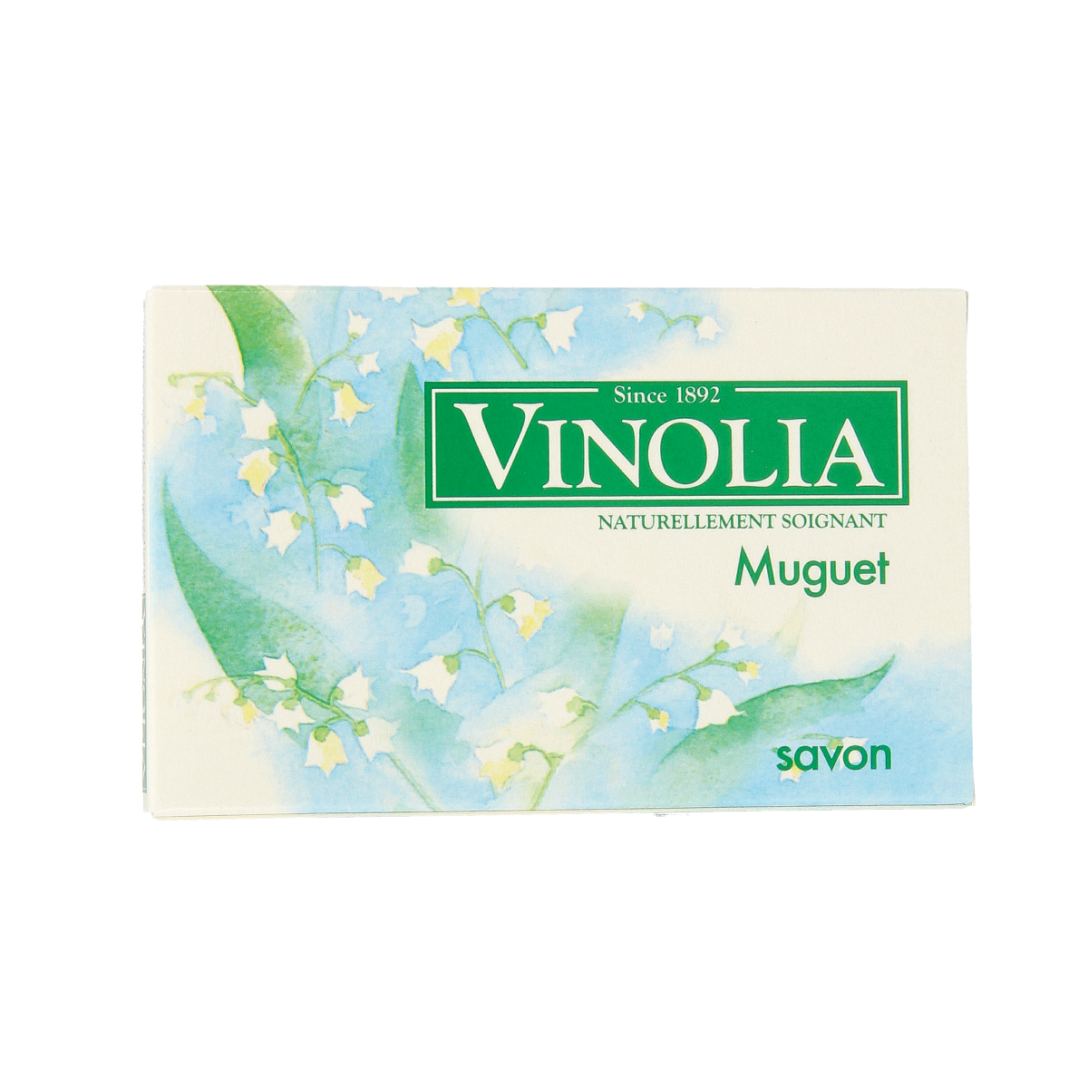Vinolia Zeep with lily of the valley scent, 150g bar featuring floral packaging and classic soap design.