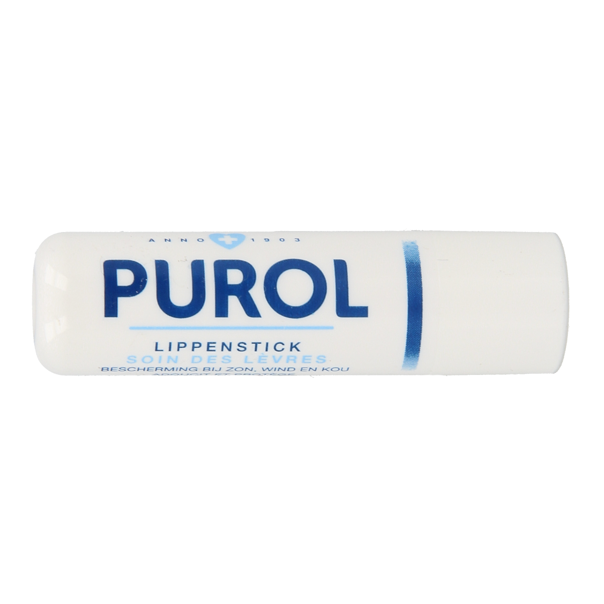 Purol lip care stick in 4.80 grams with a smooth, natural finish and protective packaging.