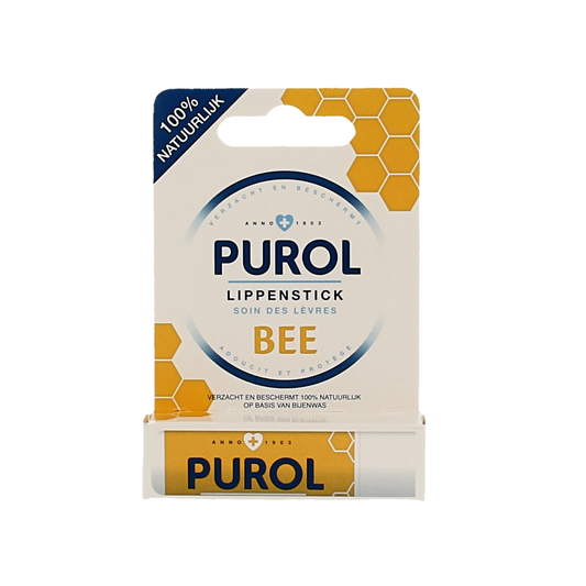 Purol Bee lip balm stick 4.80g, natural lip care product with beeswax for moisturizing and protecting lips.