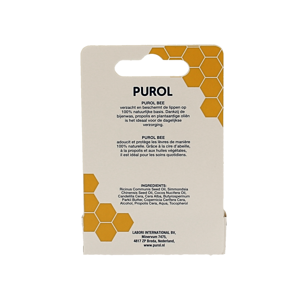 Purol Bee Lipbalsem stick in 4.80 grams, a natural lip care product with beeswax for moisturized lips