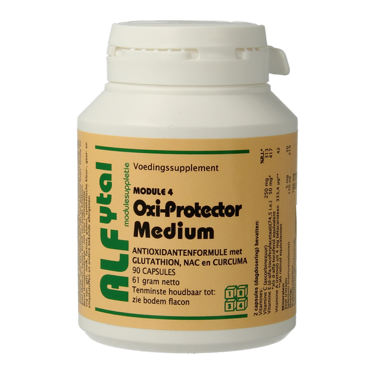 Alfytal Oxi-protector vegetarian antioxidant capsules, medium size, in a bottle, dietary supplement for immune support