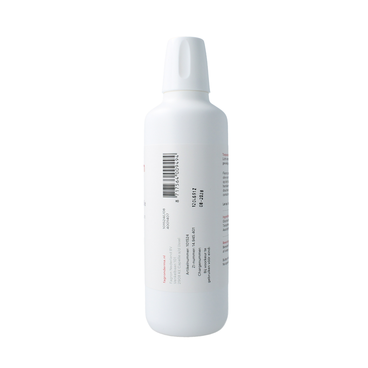 Fagron Soya Oleum Emulgatum 250ml body care product in a clear plastic bottle with a white cap, label visible.