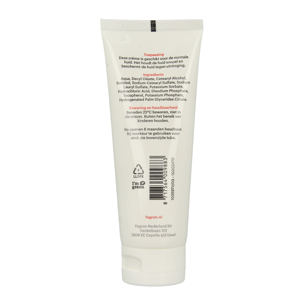 Fagron Lanettecreme I FNA body care cream in a 100g container shown in the image.