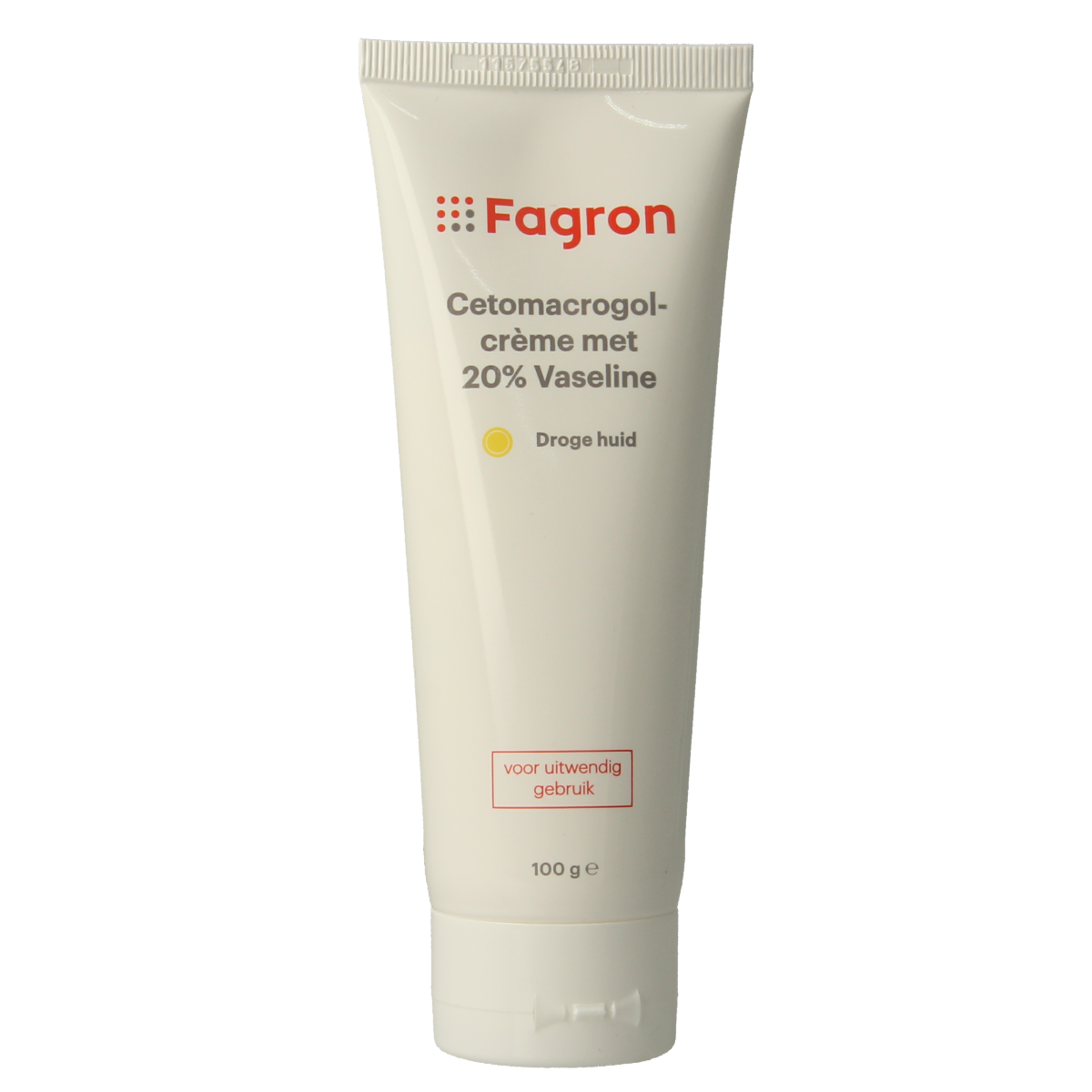 Fagron Cetomacrogol creme 20% vaseline body care product in a 100g jar, featuring white cream and labeled packaging