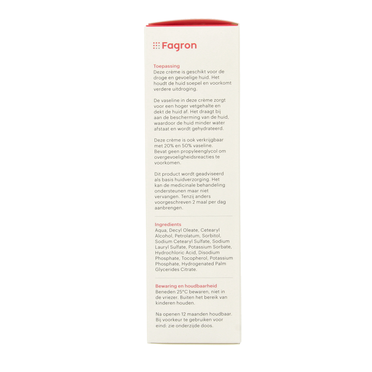 Fagron Lanettecreme 10% vaseline body cream in 100g jar with packaging, used for skin moisturizing and care