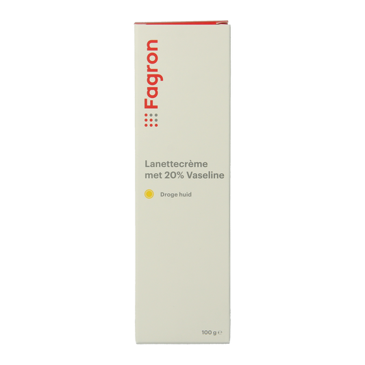 Fagron Lanettecreme with 20% Vaseline, 100g, a body care product with creamy texture for skin hydration and protection.