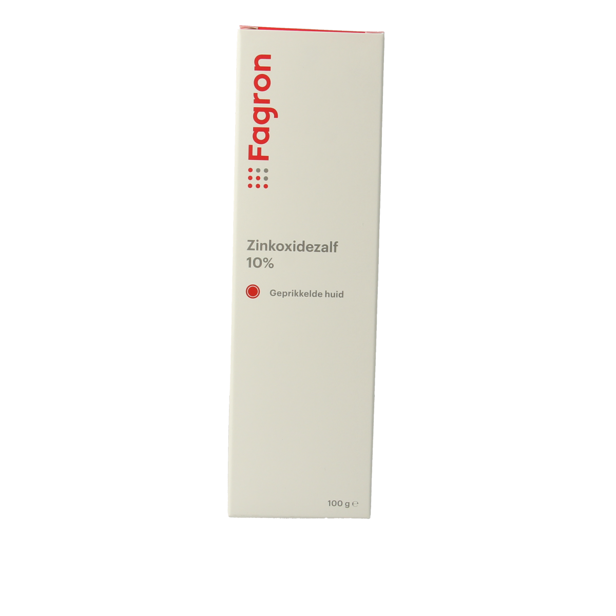 Fagron Zinkoxidezalf 10% body care cream in a 100g tube with box and leaflet, designed for skin protection and healing.
