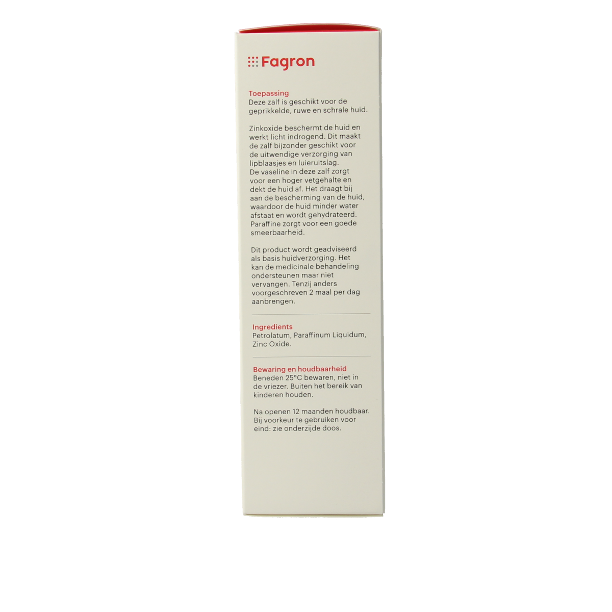 Fagron Zinkoxidezalf 10% body care cream with box and leaflet, 100 grams, visible in the image