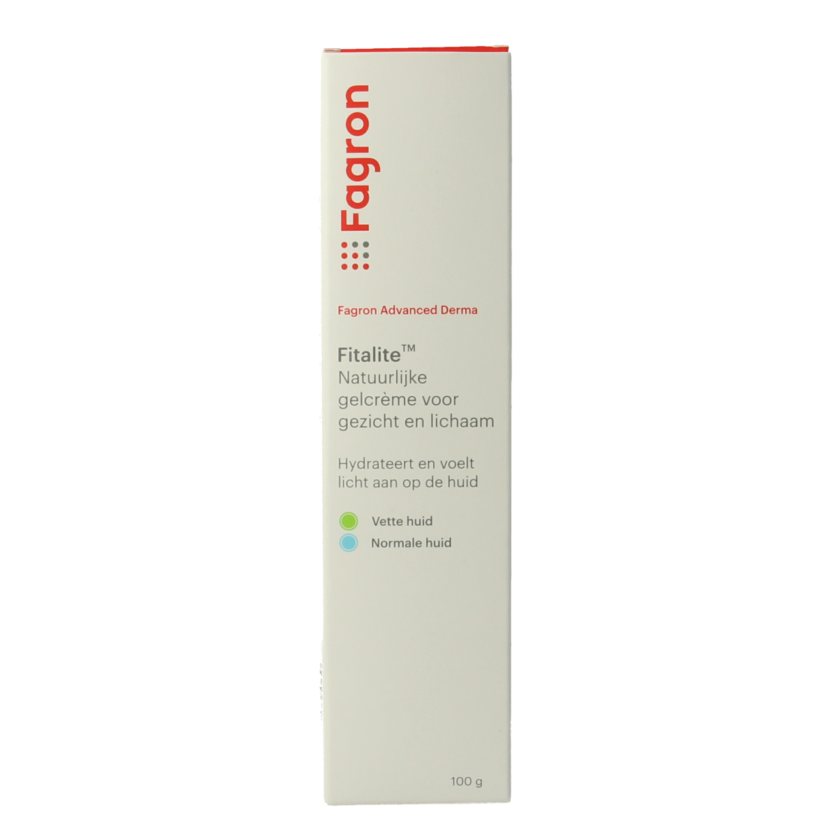 Fagron Fitalite gel crème in 100g jar, a body care product with a smooth cream texture for skin nourishment.