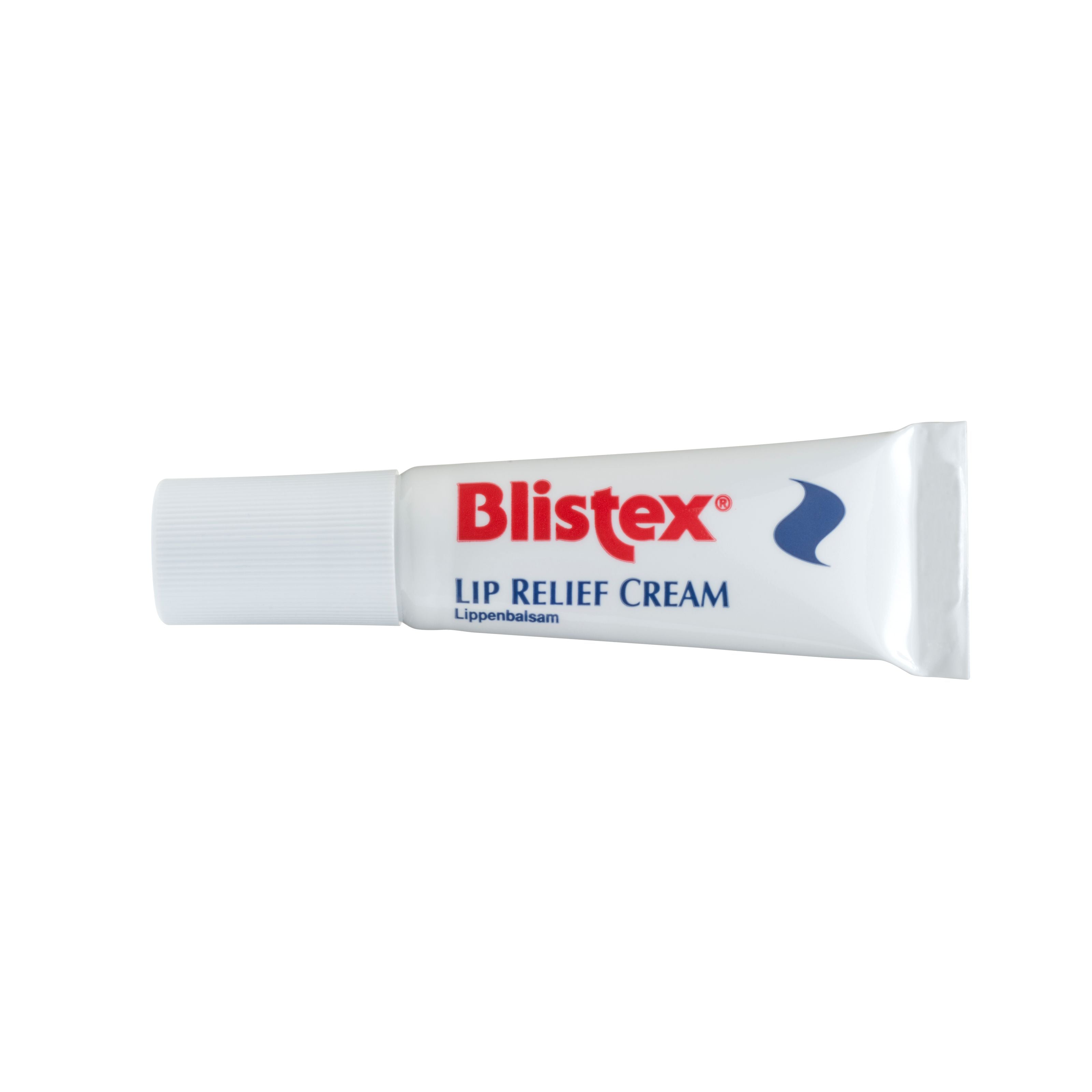 Blistex Relief lip care cream tube, 6 ml, moisturizing and soothing lip treatment in a small white and blue tube.