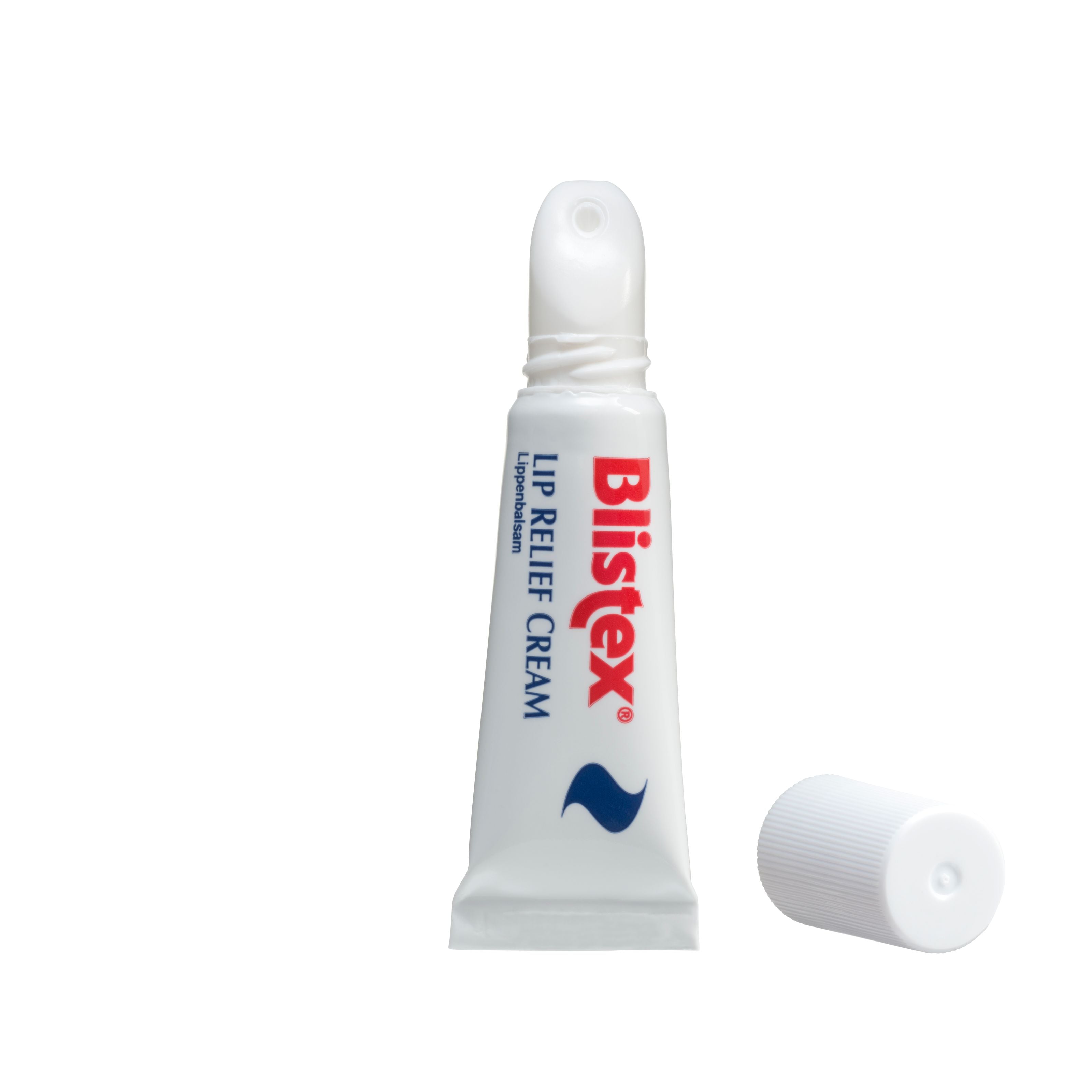 Blistex Relief lip care cream tube, 6ml, for soothing and moisturizing dry or chapped lips, displayed upright.