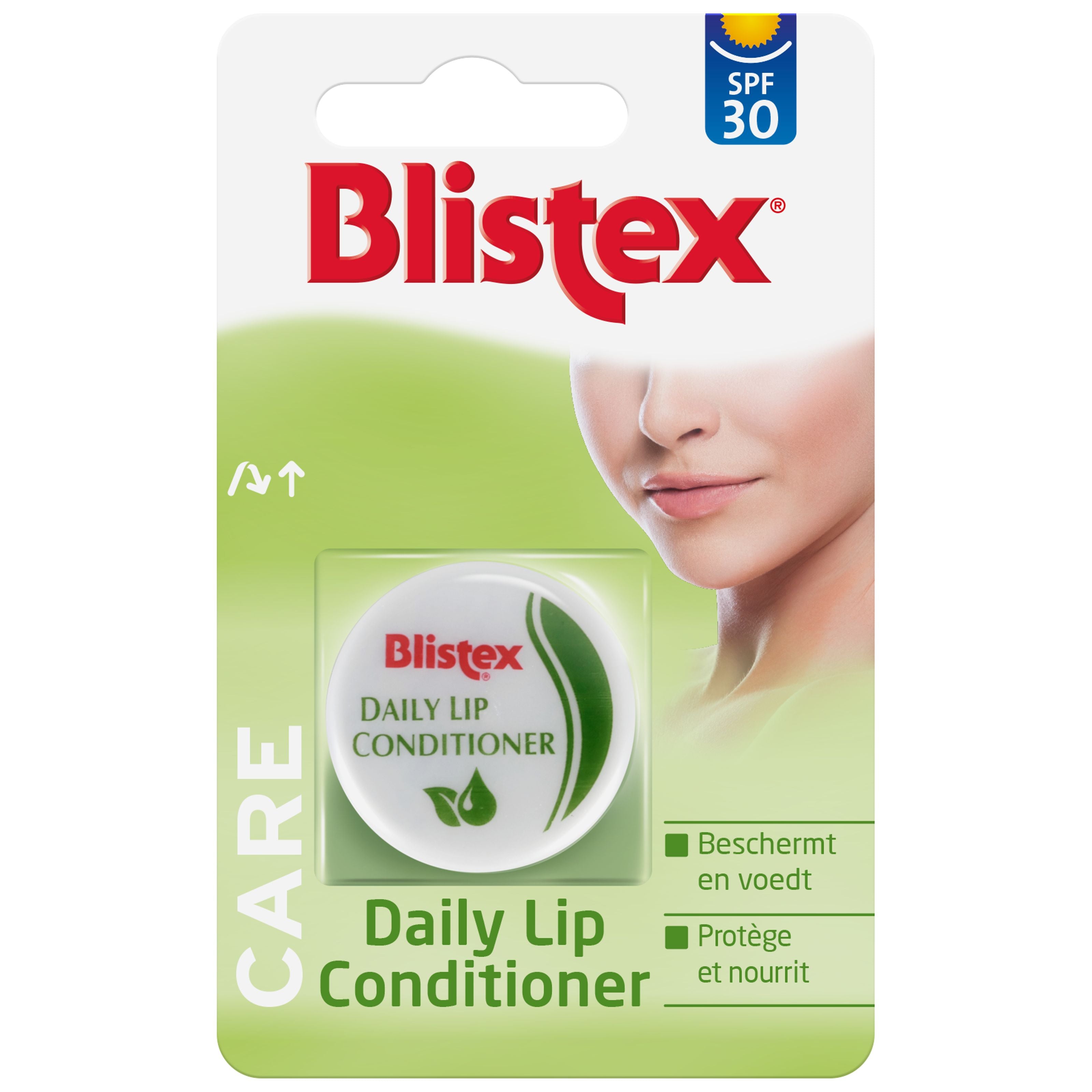 Blistex Lipverzorging potje with 7ml of lip conditioner, showing the small round container with a lid and product label.