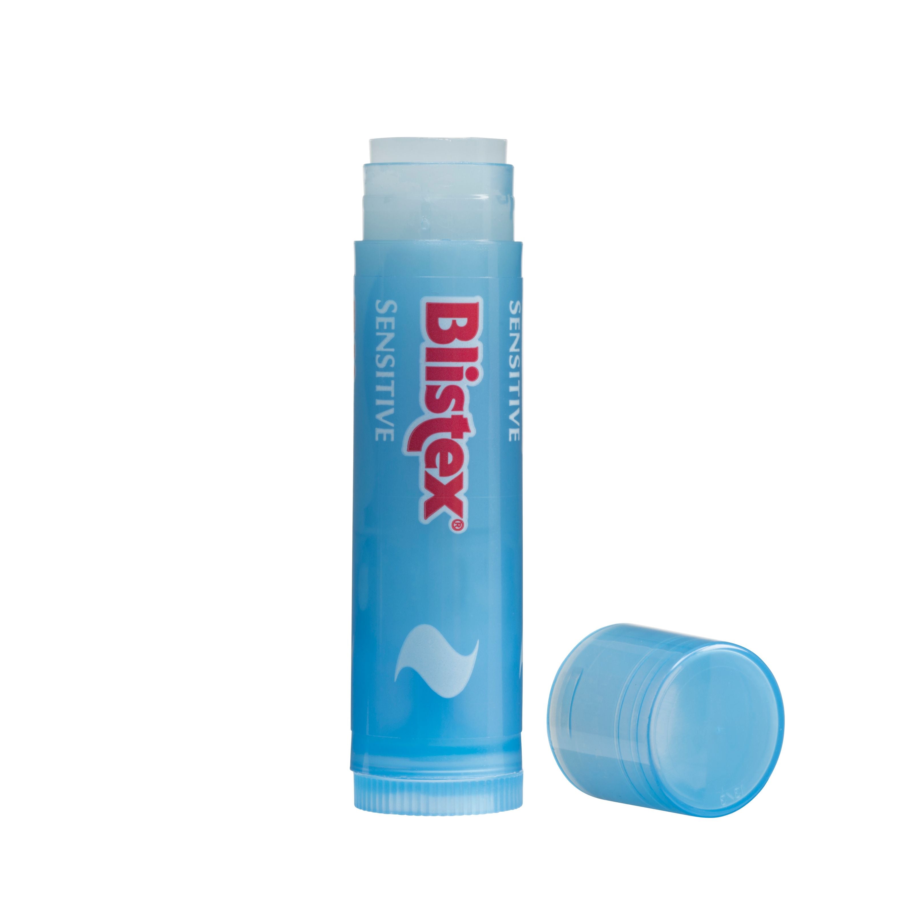 Blistex Sensitive Lip Balm in 4.3g tube, moisturizing lip care product with soothing formula for sensitive lips.