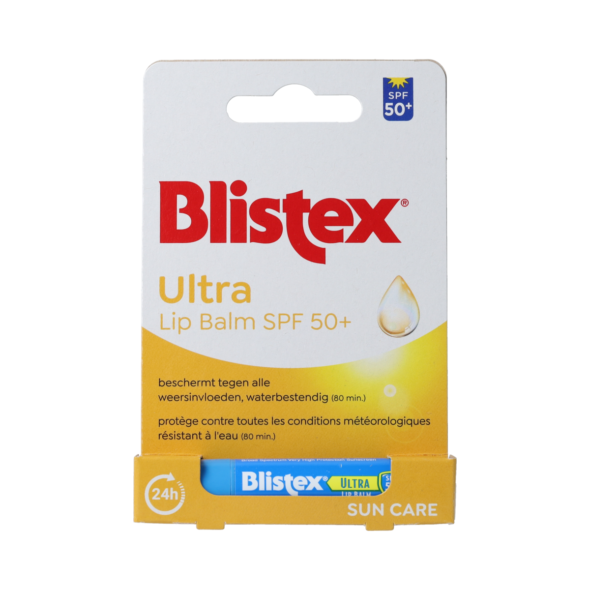 Blistex Ultra lip balm SPF50+ in 4.25g tube, hydrating lip care with sun protection for dry or chapped lips.
