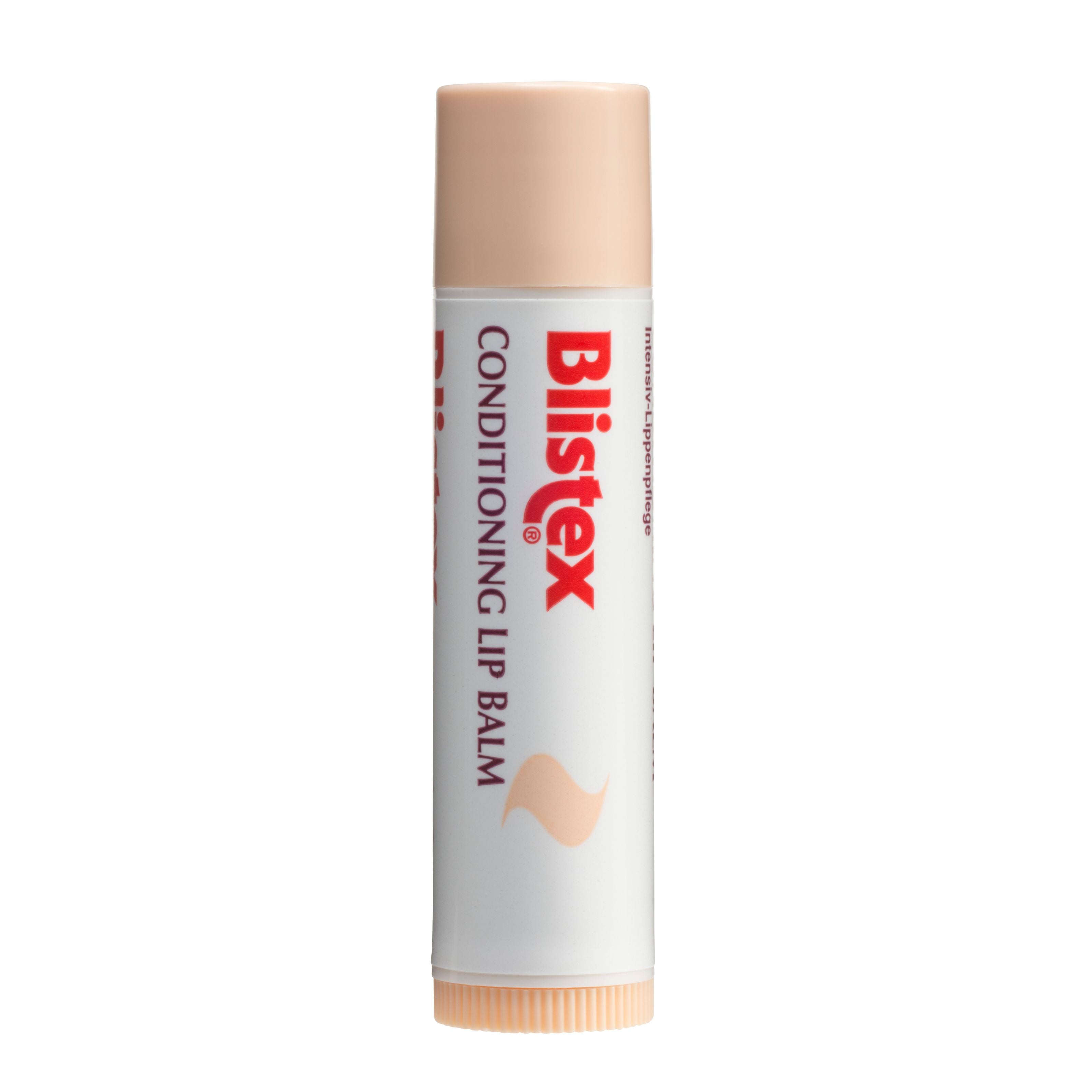 Blistex Daily Conditioning Lip Balm 4.25g tube showing smooth, moisturized lips with the Blistex branding.
