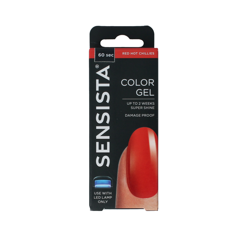 Sensista Color Gel in Red Hot Chillies, 7.5ml makeup product, vibrant red gel with chili pepper design for bold eye or lip looks.