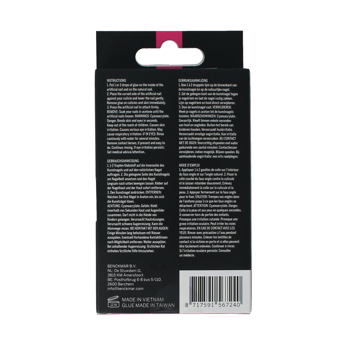 2B Nails French small pack with 24 false nail tips for natural-looking manicures, made of durable plastic.