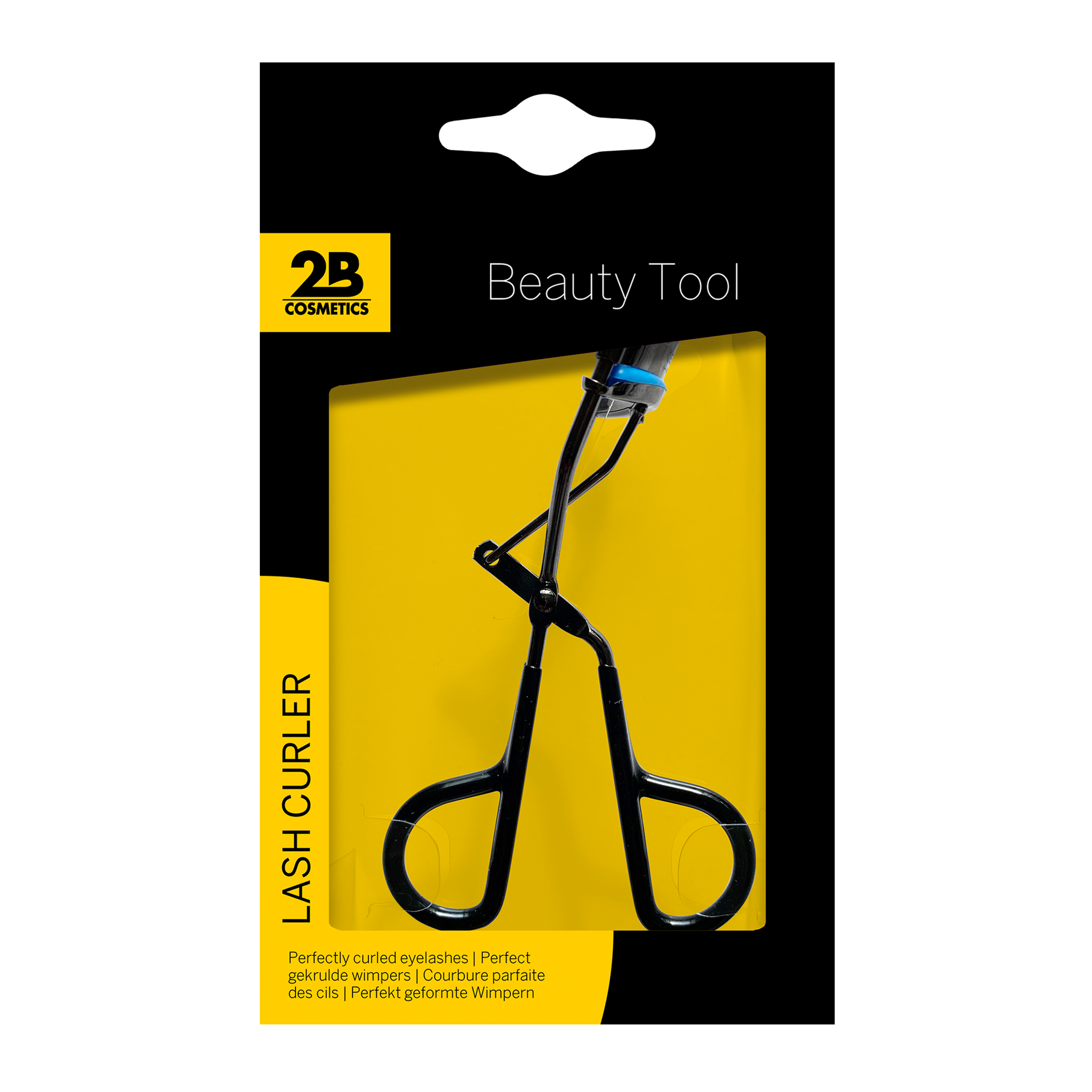 2B Lash Curler 1.00 Stuks, eyelash curling instrument from the 2B brand with metal construction and padded grips.
