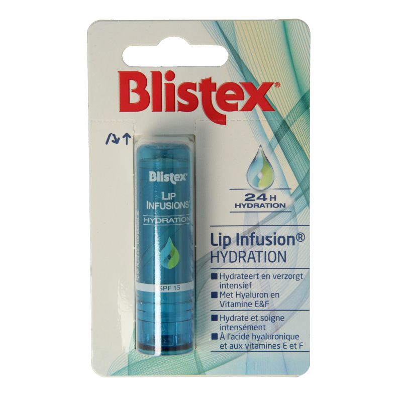 Blistex Lip Infusion Hydration lip balm in a 3.7g tube, moisturizing and nourishing lip care product.