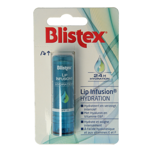 Blistex Lip Infusion Hydration lip balm in a 3.7g tube, moisturizing and nourishing lip care product.