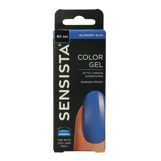 Sensista Color Gel in Blueberry Bliss, 7.5ml, vibrant makeup gel with rich blue hue, ideal for creative cosmetic looks.