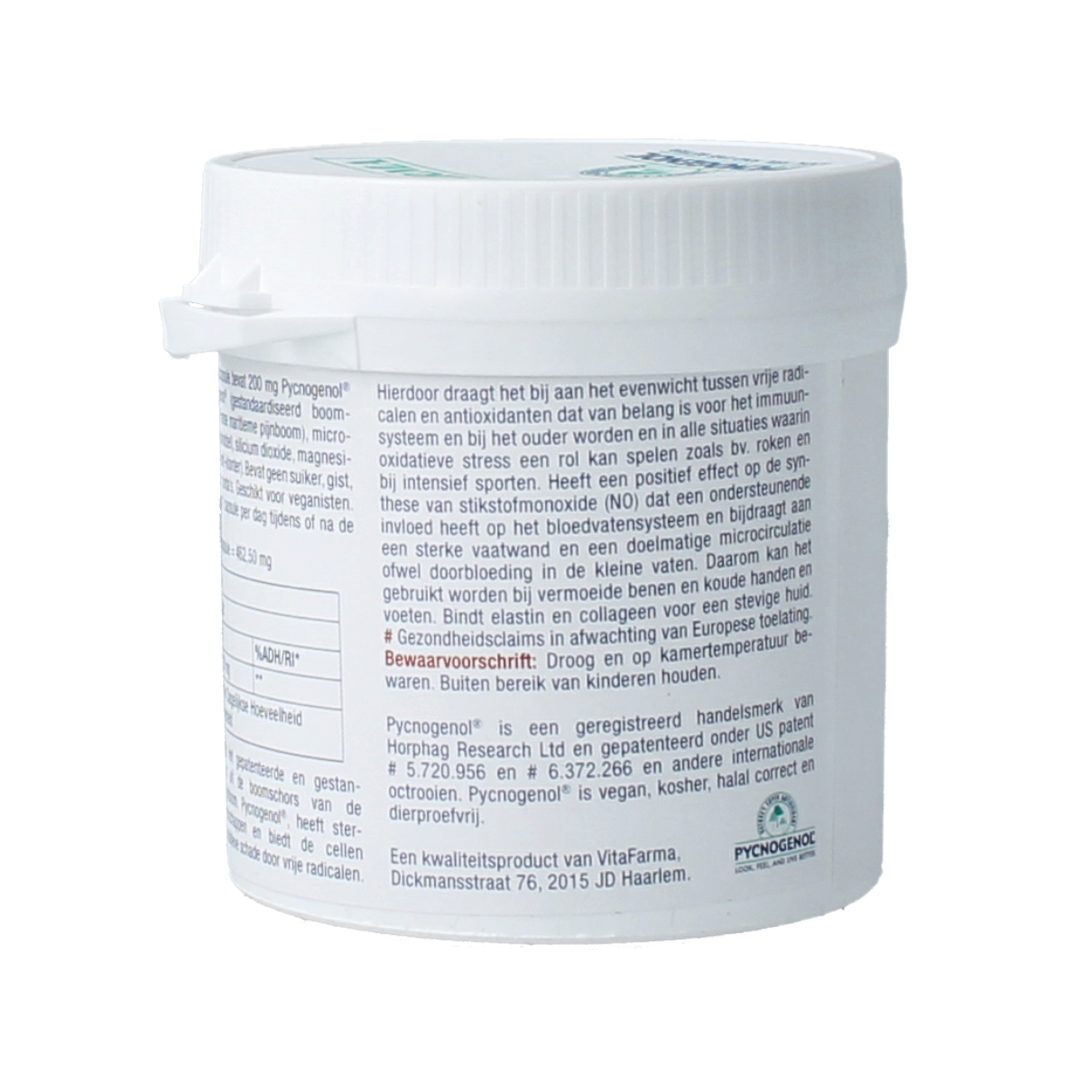 VitaFarma Pycnogenol 200 vegetarian capsules in a bottle, herbal supplement from VitaFarma.