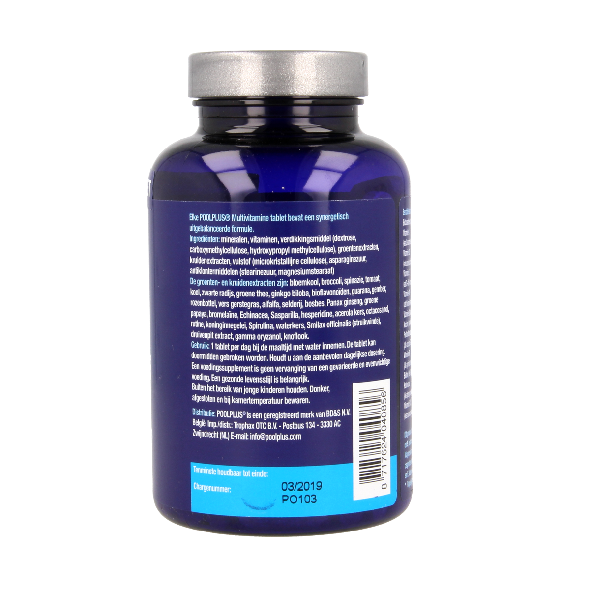 Pool Plus multivitamin tablets, bottle of 120, vitamin multi supplement for daily health support.