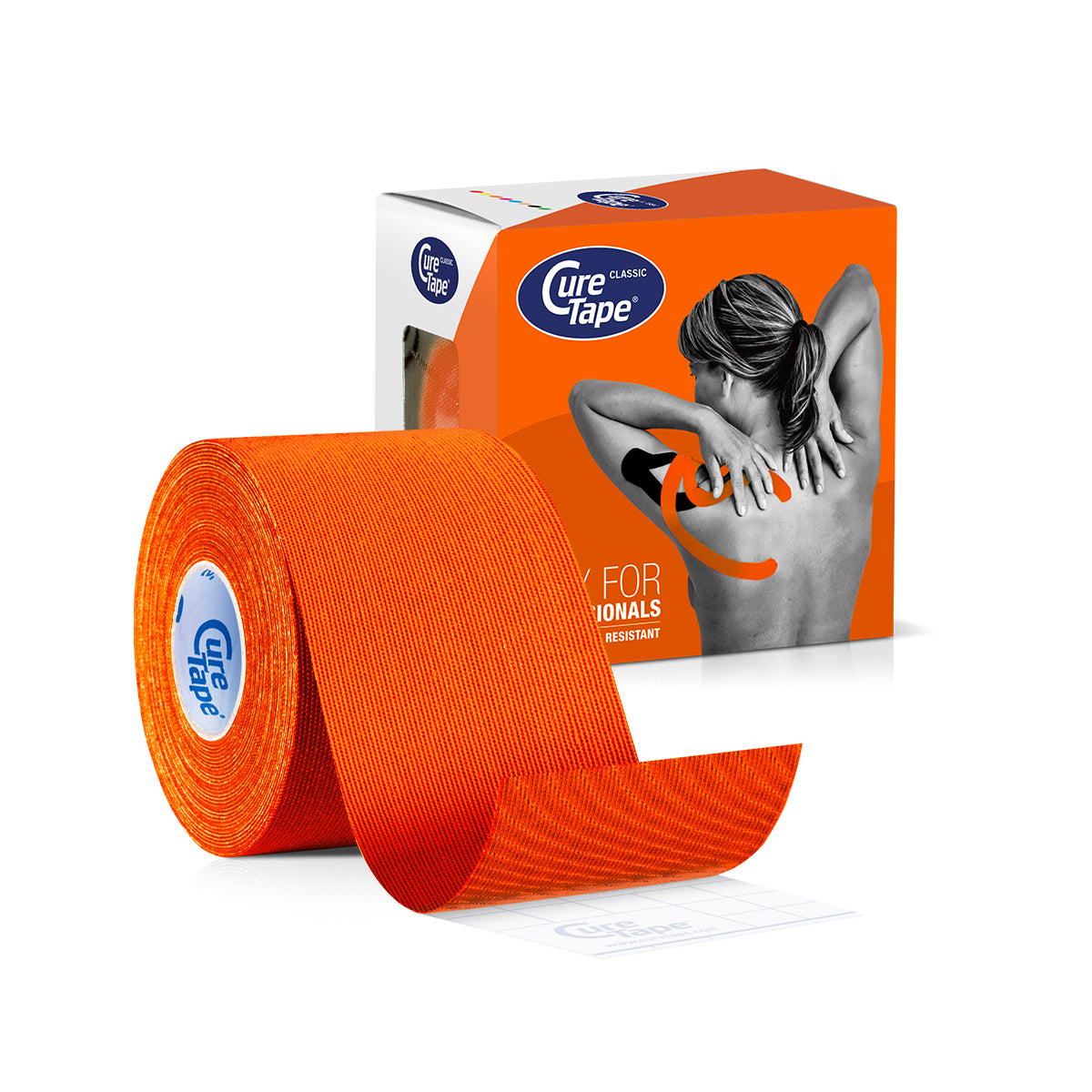 Orange Cure Tape kinesiotape, 5cm x 5m, sports tape for muscle support and injury prevention, by Cure Tape.
