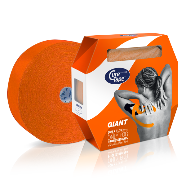 Orange Cure Tape Kinesiotape sports tape 5cm x 31.5m roll, flexible kinesiotape for muscle support and injury prevention