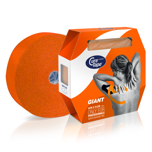 Orange Cure Tape Kinesiotape sports tape 5cm x 31.5m roll, flexible kinesiotape for muscle support and injury prevention