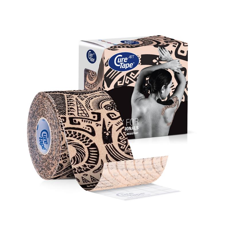 Cure Tape Art tattoo sport tape 5cm x 5m roll in black, designed for athletic support and skin-safe application.