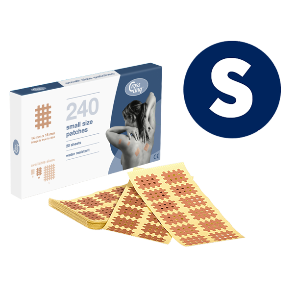 Cure Tape Crosslinq size S sport tape pack with 240 strips, flexible athletic kinesiology tape for muscle support and injury prevention