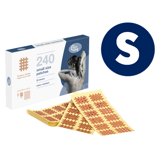 Cure Tape Crosslinq size S sport tape pack with 240 strips, flexible athletic kinesiology tape for muscle support and injury prevention