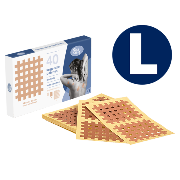 Cure Tape Crosslinq size L medical tape and bandages, 40 pieces, for sports and injury support, by Cure Tape.