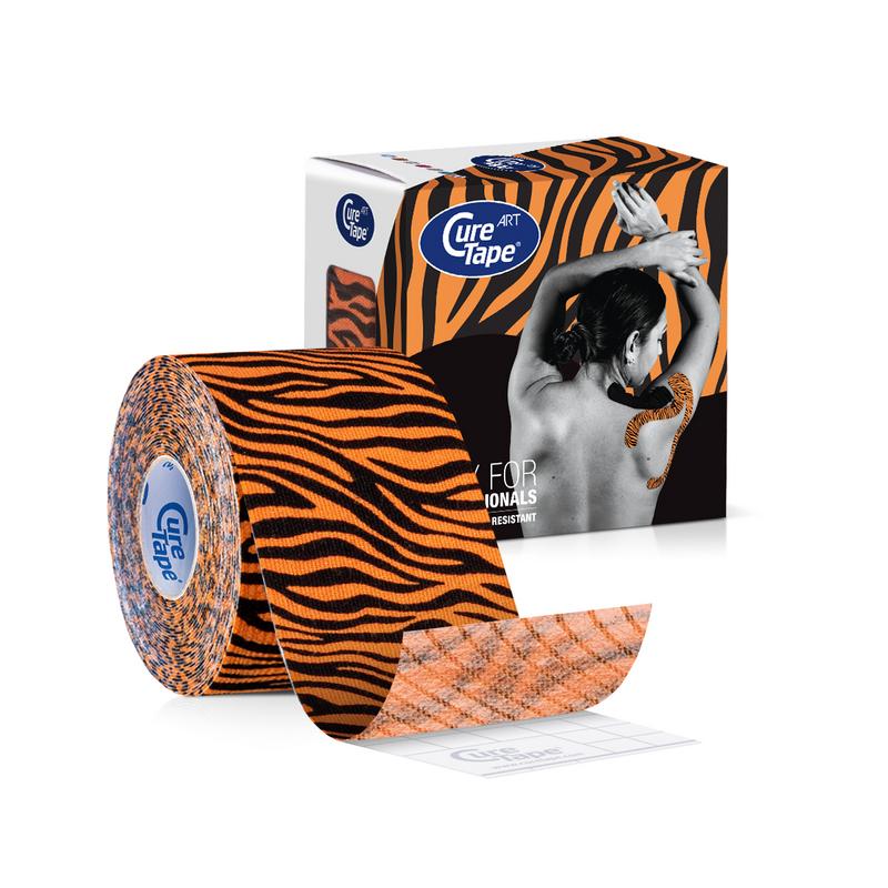 Cure Tape Art tiger sport tape in 5cm x 5m roll, flexible athletic tape with tiger design for sports and injury support