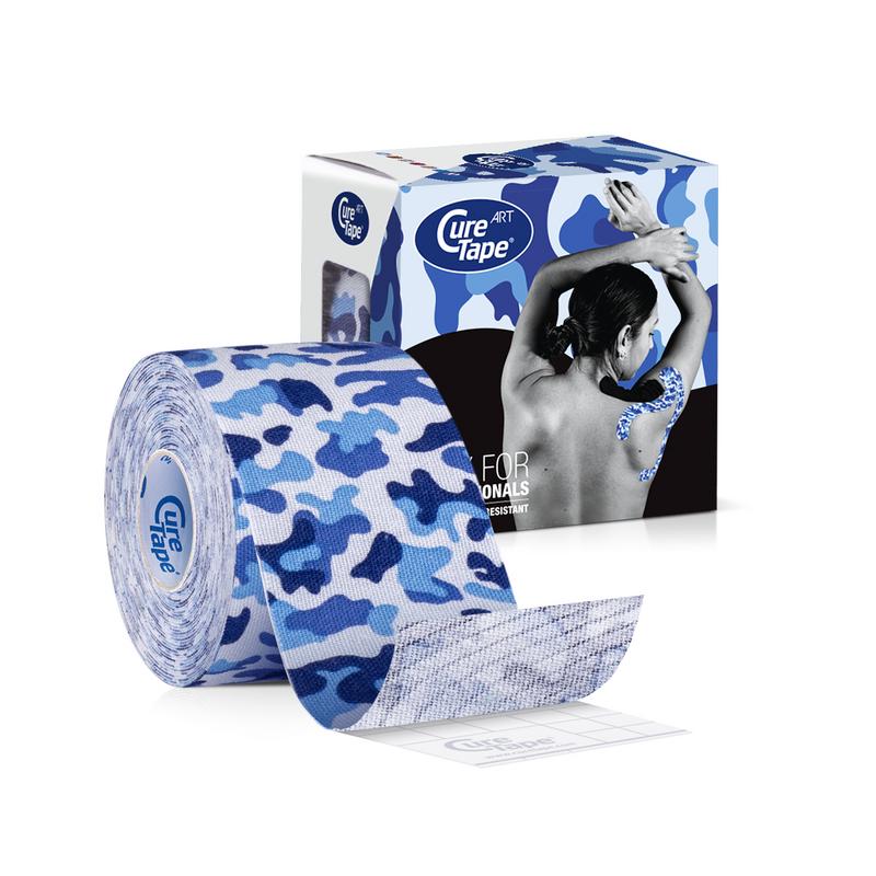Cure Tape Art army blue sports tape 5cm x 5m, showing the rolled athletic tape on a white background.