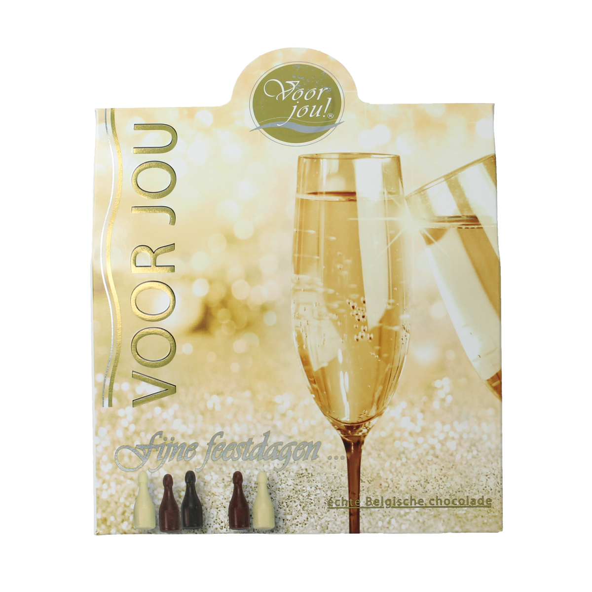 Voor Jou! Wensdoosje trendy feestdagen snoepgoed in een 100g doos met kleurrijk feestelijk design en snoepjes inside.