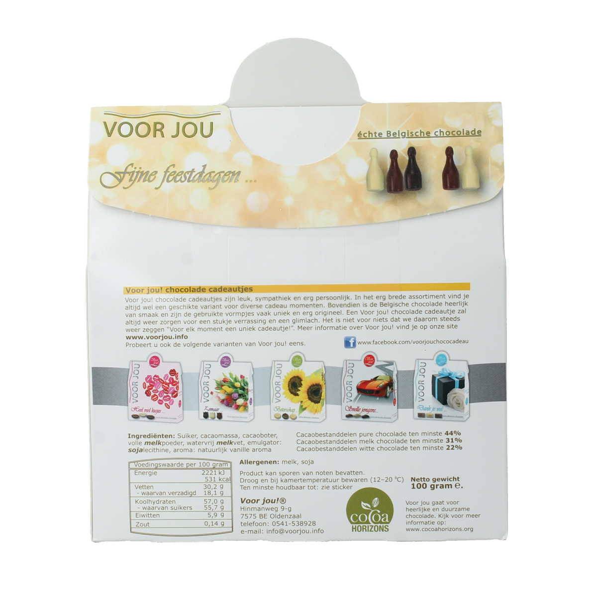 Voor Jou! feestdagen snoepgoed in een trendy wensdoosje, gevuld met 100 gram fijne feestelijke snoepjes.