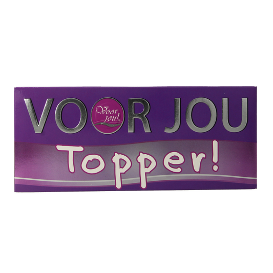 Voor Jou! Wensreep topper chocolate, 70g, creamy chocolate bar with smooth texture, ideal for dessert garnishing or snacking.