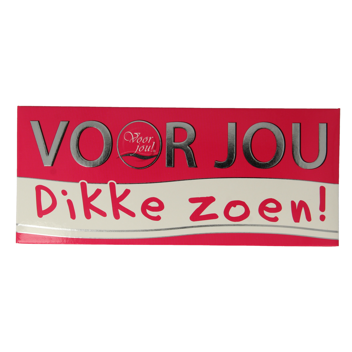 Voor Jou! Wensreep dikke zoen chocolade bar, 70g, with colorful packaging and a smooth chocolate surface.