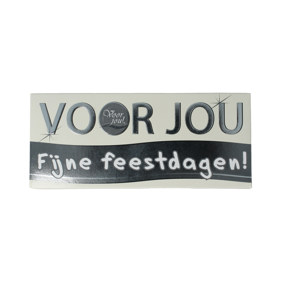 Voor Jou! feestdagen chocolade wensreep 70g with festive holiday design and colorful wrapping.