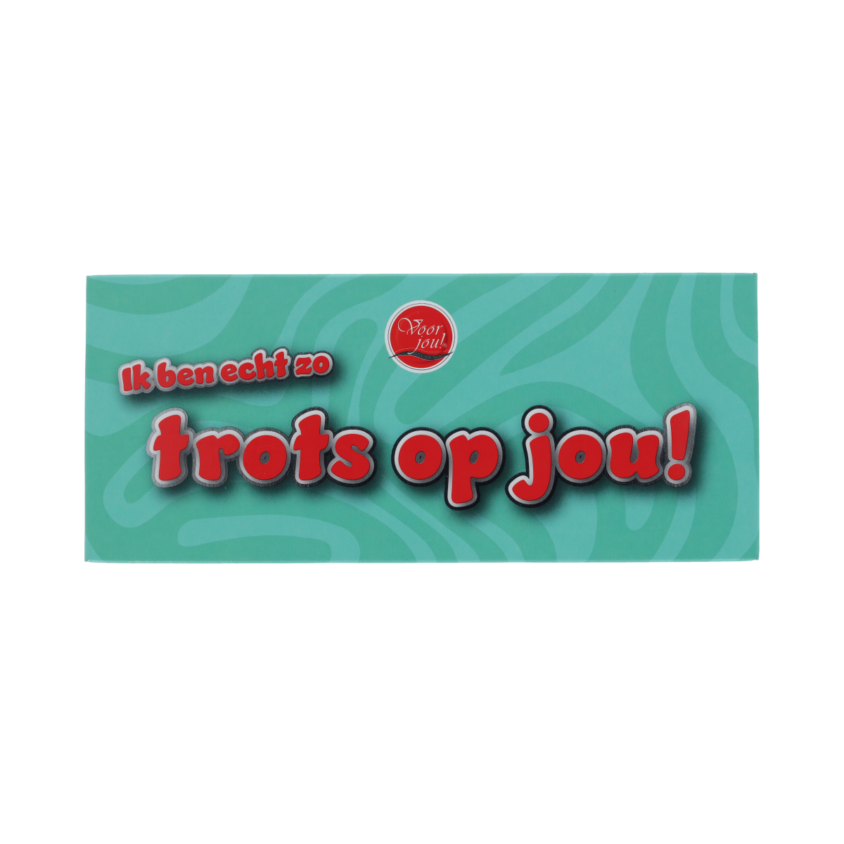 Voor Jou! Wensreep trots op jou 70g chocolade bar with colorful packaging and brand logo.