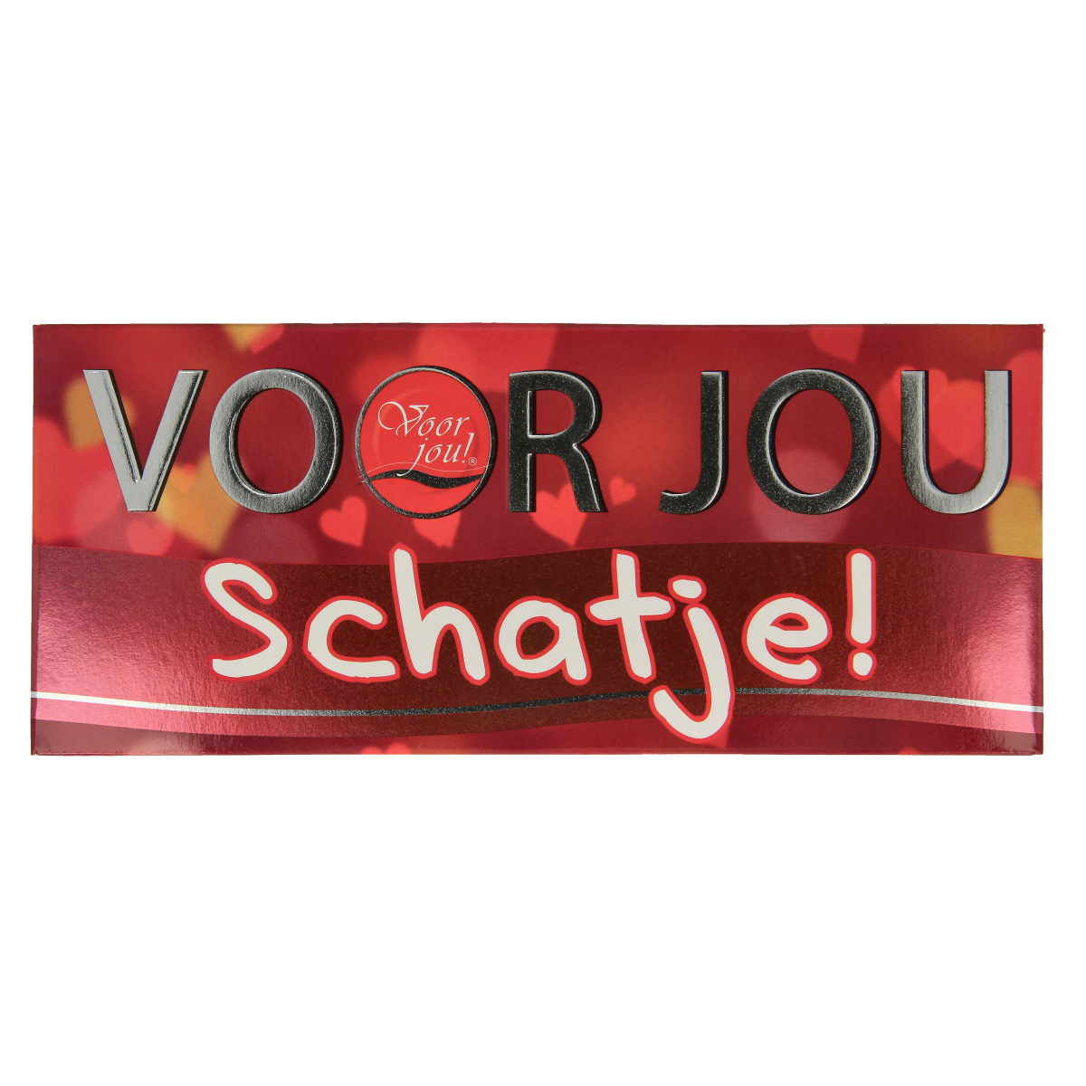 Voor Jou! Wensreep schatje 70g chocolate bar, creamy milk chocolate with a smooth texture, wrapped in colorful packaging.